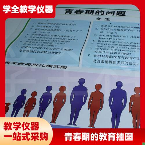 青春期教a育挂图全套初中生物教学挂图对开教学挂图高品质挂图
