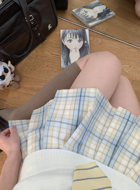 显白 小雏菊/原创秋冬校供感jk格裙学生a字半身学院风百褶裙短裙