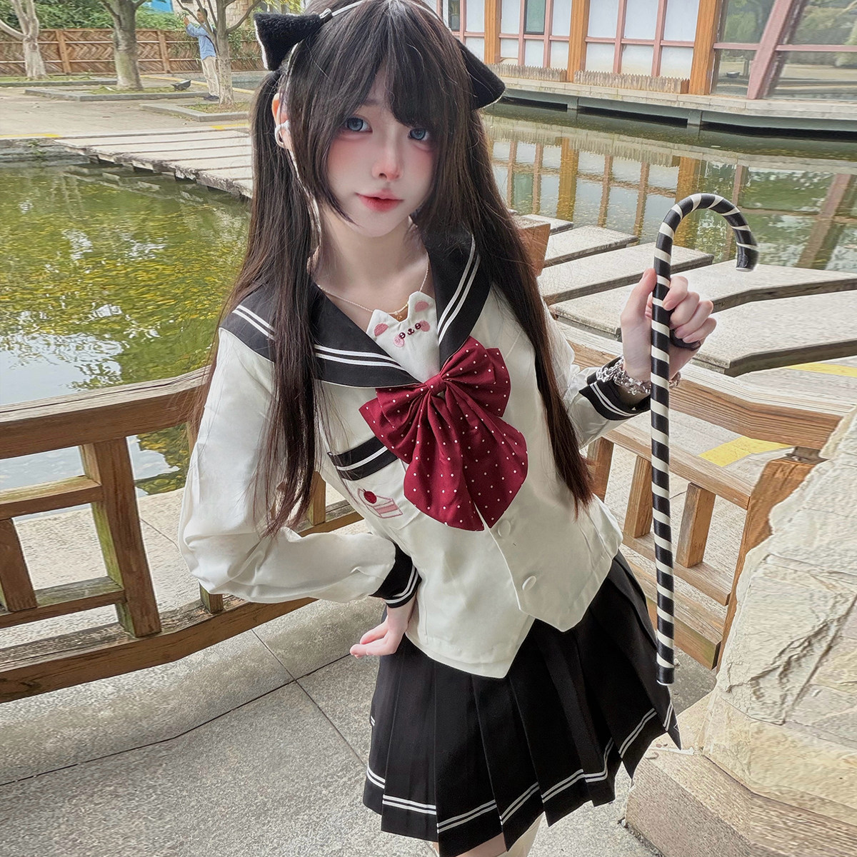 奈香娜原创【小甜鼠】正版jk制服日系甜美可爱收腰水手服学院套装