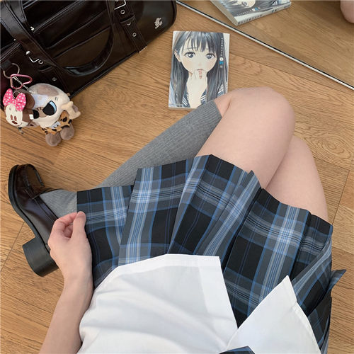 松茶海岸正品原创JK格裙春夏格裙校供学生百褶裙半身裙短裙学院