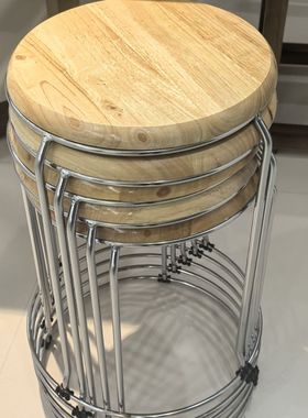 加厚实木凳家用凳钢筋铁凳现代餐桌圆凳子时尚创意凳烧烤凳子商用