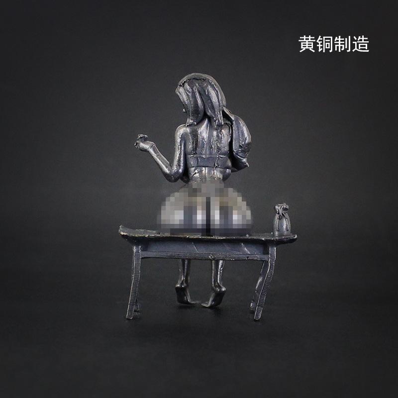 黄铜做旧美女洗浴手办