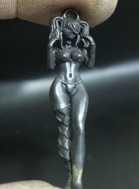 纯铜做旧原创小丑女吊坠项链个