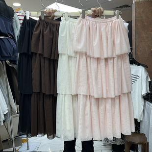 少女感超仙重工三层拼接网纱蛋糕裙洋气减龄层叠大摆仙女半身长裙