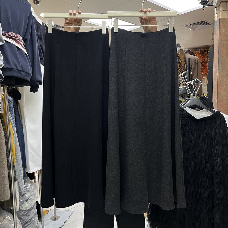 法式气质八片拼接羊绒半身裙