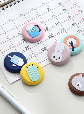 创意磁铁冰箱贴卡通可爱圆形立体动物3d软胶磁性硅胶吸铁石磁力贴