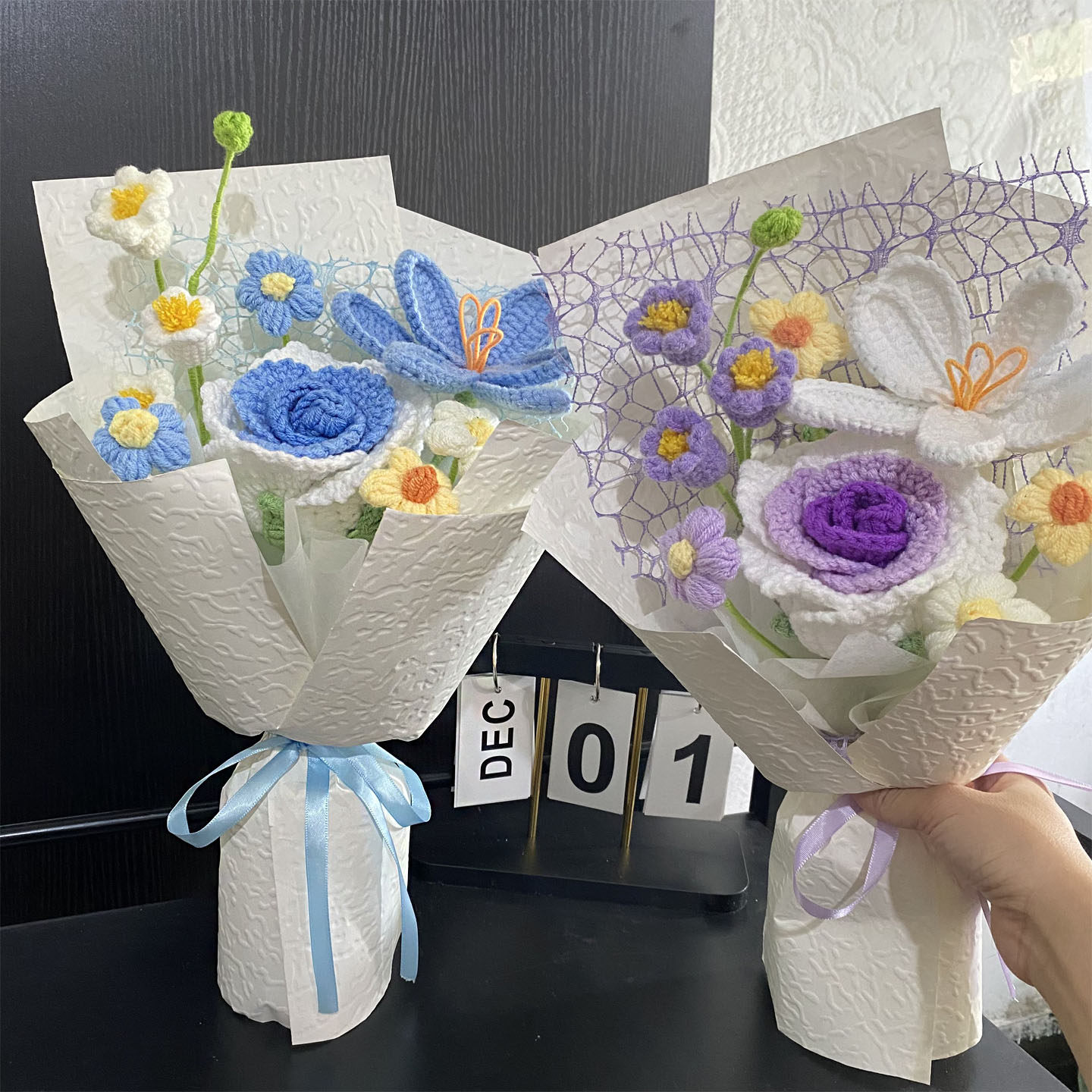 创意见面小花束手工编织玫瑰花情人节惊喜礼物浪漫表白送女友闺蜜