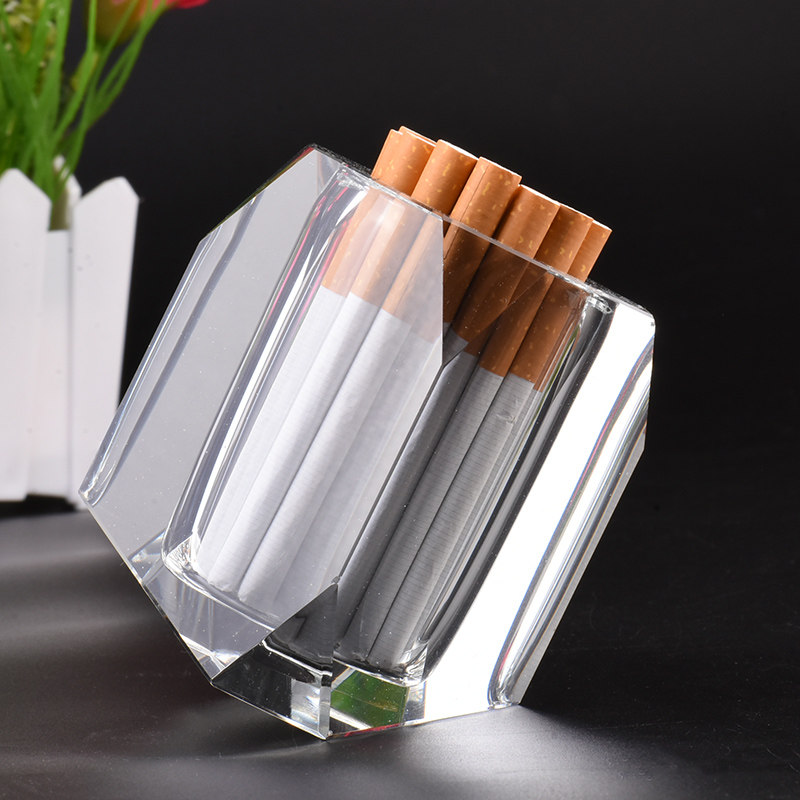 水晶烟筒玻璃烟罐香烟盒男士高档实用创意烟具烟架烟盅酒店用品