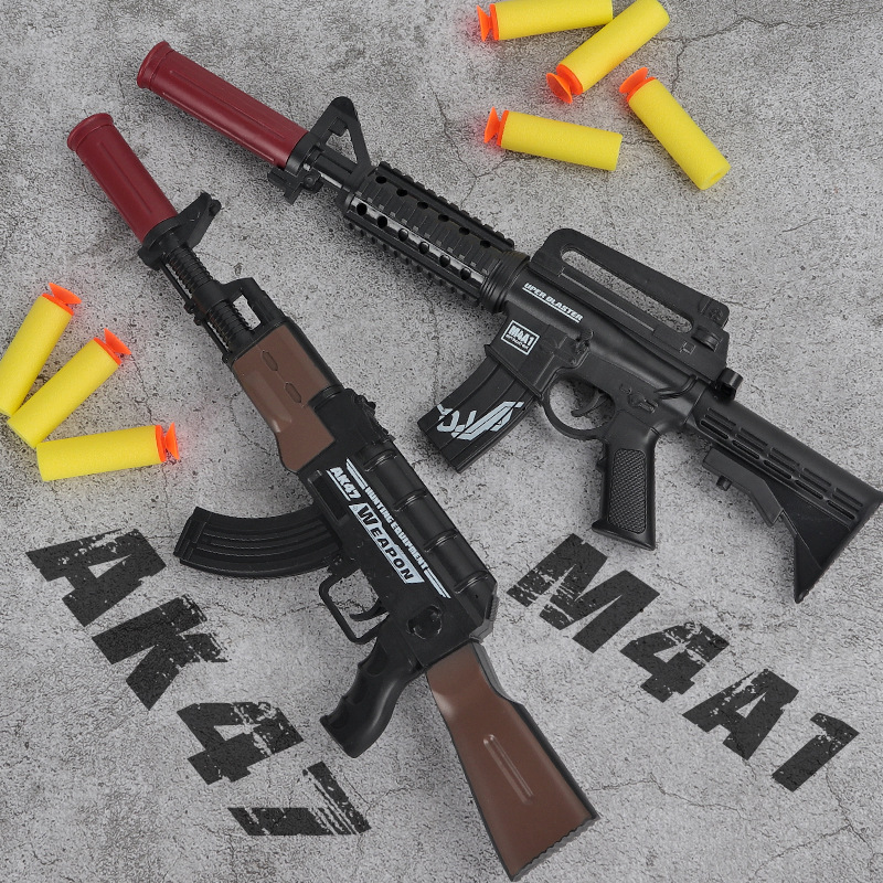 儿童小号AK47软弹枪可发射玩具枪男孩子M4A1冲锋枪模型生日摆设