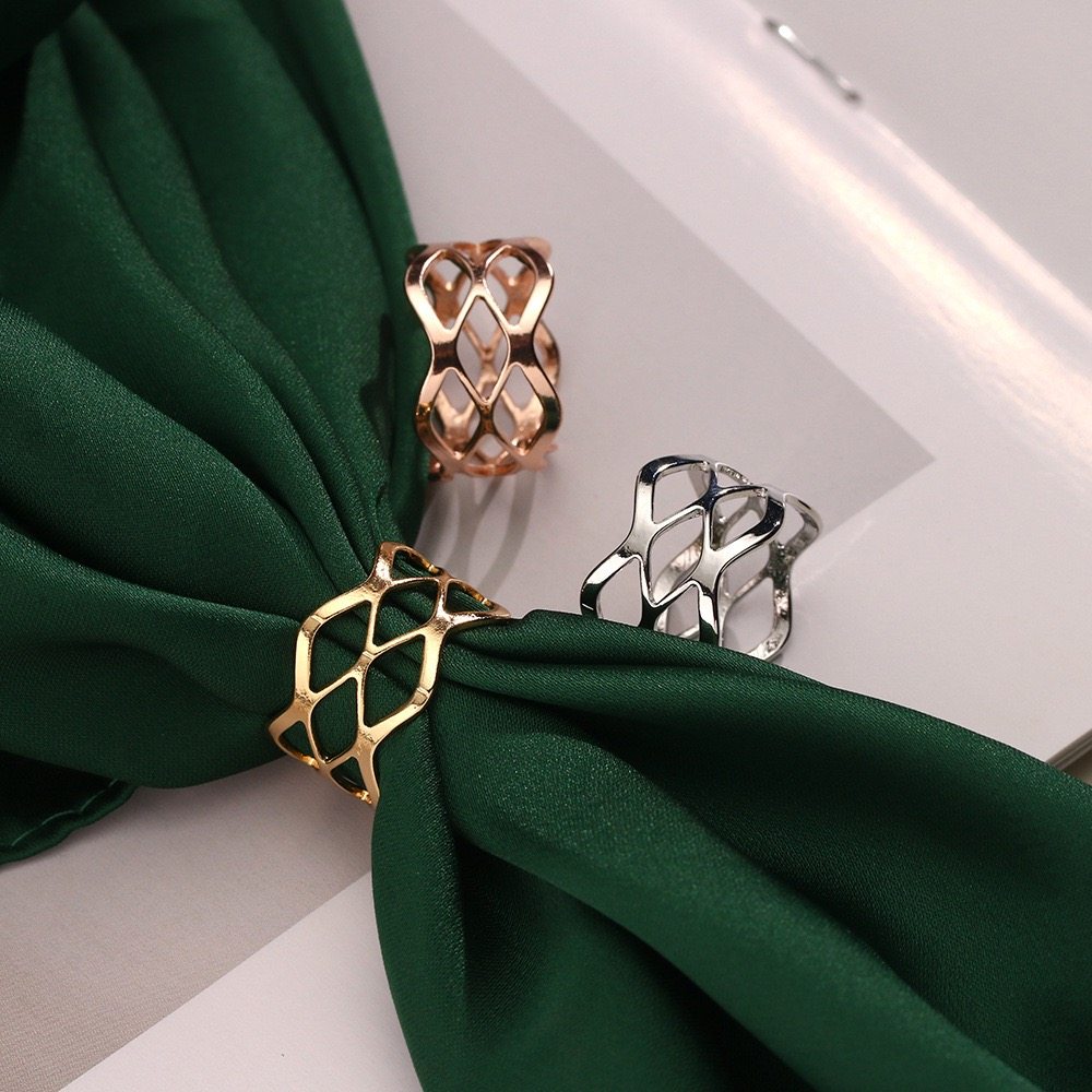 简约镂空几何戒指丝巾环扣高级感小众设计感衬衫飘带打结扣交叉扣