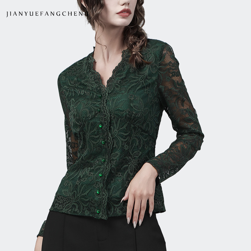 法式别致设计感长袖T恤女2022春薄欧货洋气蕾丝衫短款打底衫上衣