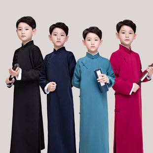 幼兒童大中小學生民國長衫 長袍相聲服中國風大褂演出服裝 馬褂中式