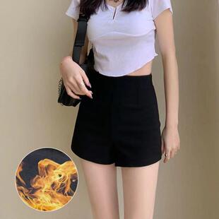 失踪秋冬下衣加绒裤配卫衣女防走光裤黑色外穿短裤靴加厚打底