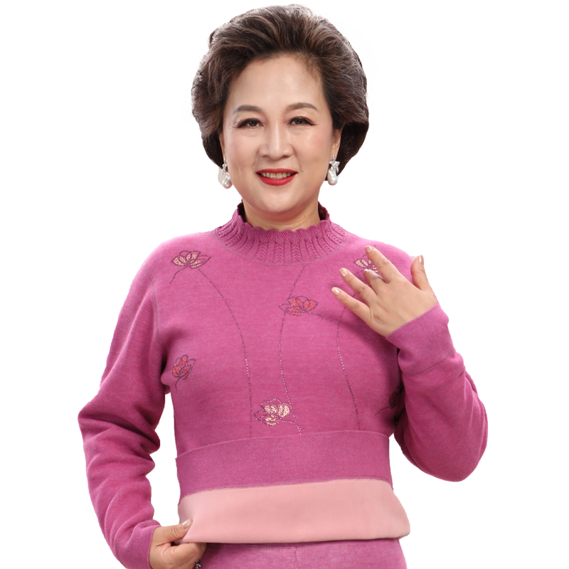 雅鹿中老年半高领保暖内衣套装