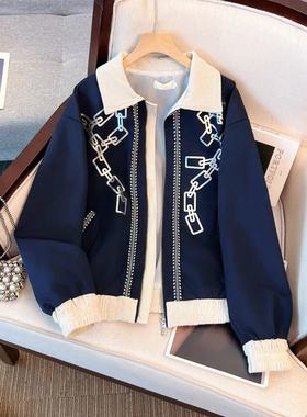 复古国潮印花翻领夹克外套