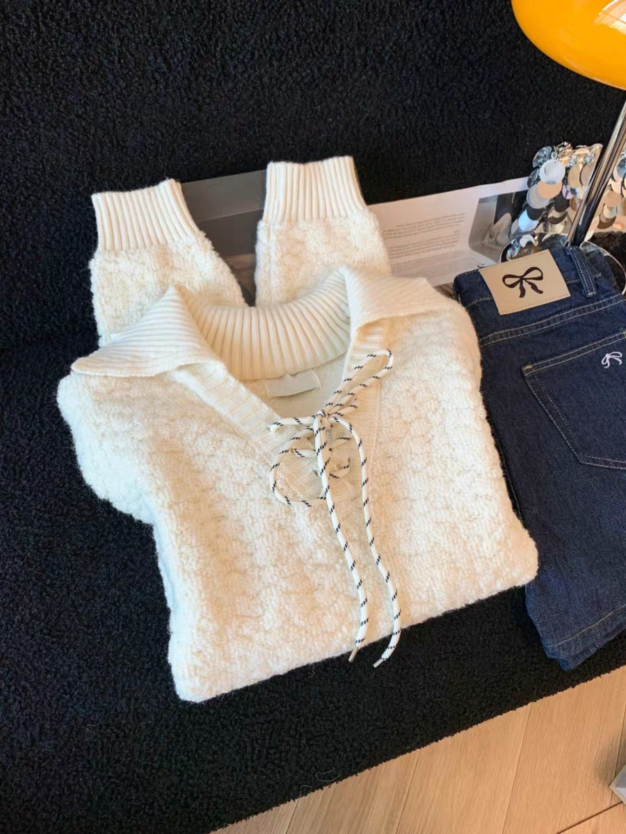 慵懒风系带polo领软糯卫衣外套