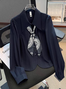 藏蓝色长袖衬衫