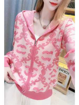 设计感针织开衫外套羊毛连帽连帽