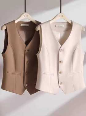 2024春季新款修腰显瘦西装马甲女款时尚百搭无袖坎肩叠穿背心外套