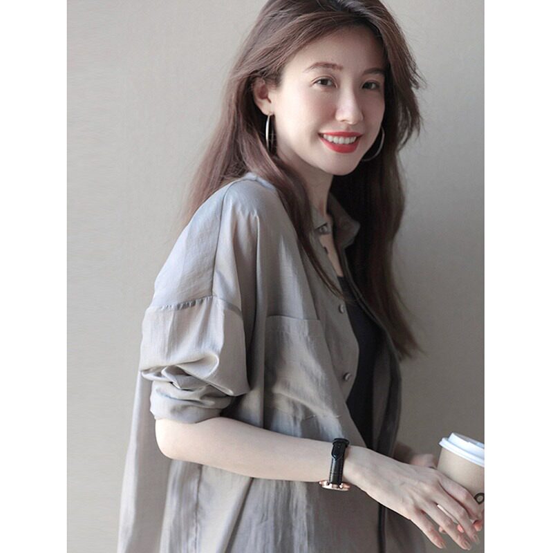 CLEARANCE PICKS UP LEAKS FIRST-LINE BRAND COUNTERS SHOPPING MALLS WITHDRAW LABEL CUTTING WOMENS CLOTHING FRENCH HIGH-END CHIFFON LOOSE SUNSCREEN SHIRTS