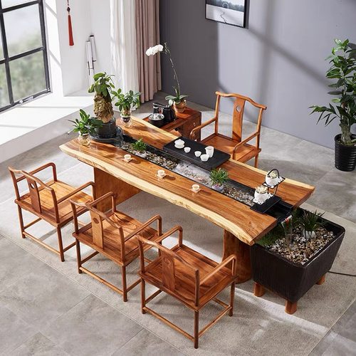 新中式循环流水茶桌椅组合