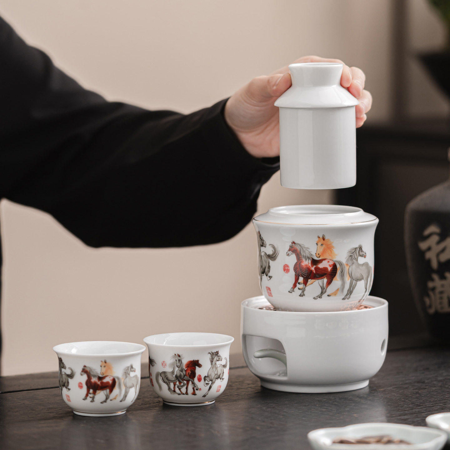 白瓷温酒壶家用烫酒器陶瓷酒杯酒具套装蜡烛加热底座新款中式煮酒,餐饮具,温酒器,淘宝优惠券,粉丝福利购,淘宝优惠卷