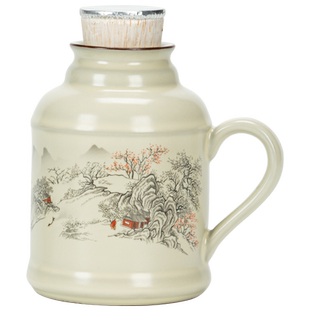 米黄汝窑小暖壶大容量陶瓷中式泡茶壶焖茶壶开水壶保温瓶复古暖瓶