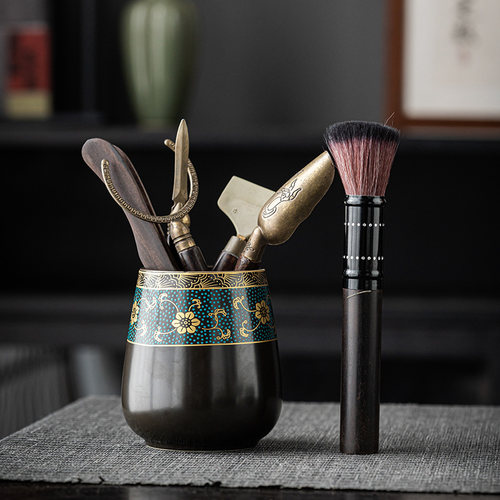 实木整套紫砂壶毛笔茶杯夹
