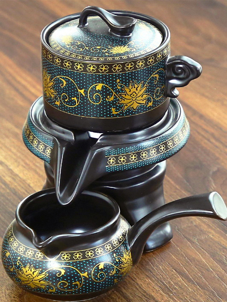 自动茶壶配件懒石磨创意陶瓷功夫茶具旋转出水口冲泡茶盘全套