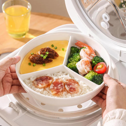 陶瓷三分格蒸盘拼蒸架家用电饭锅