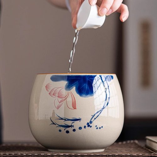 2025新草木灰茶渣缸渣桶废水缸茶道茶叶缸茶盆家用大容量茶洗笔洗