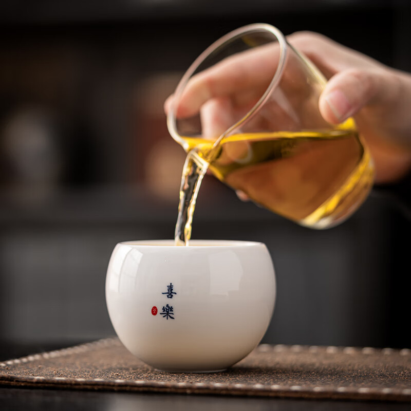 羊脂玉瓷茶杯主人杯单杯家用品茗杯定制2025新款男款大号陶瓷茶盏