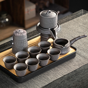家用懒人泡茶神器功夫茶办公室小套茶壶茶杯 文竹紫砂自动茶具套装