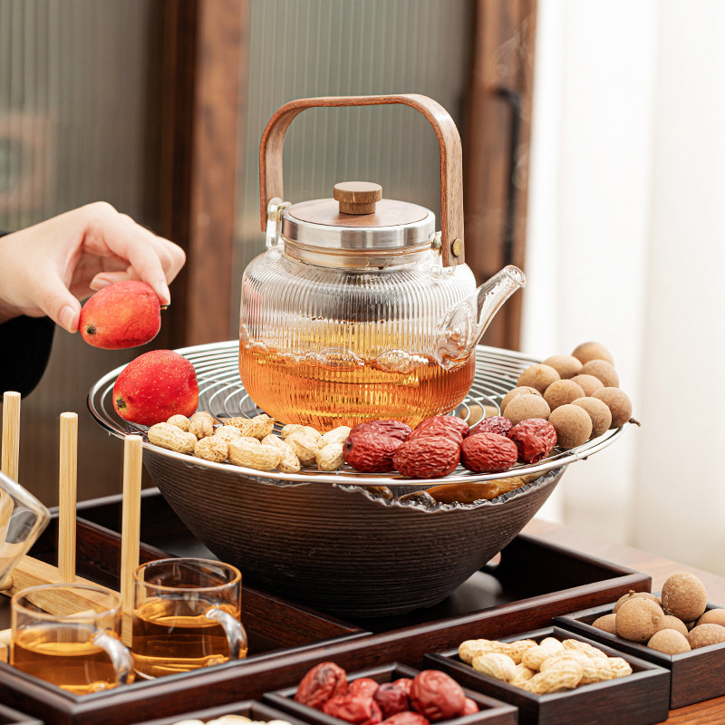 围炉煮茶电陶炉罐罐壶烤奶壶全套泡茶器家用茶具玻璃提梁壶烤茶炉