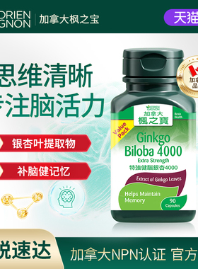枫之宝进口银杏叶提取物助集中记忆力安神补脑力中老年学生90粒