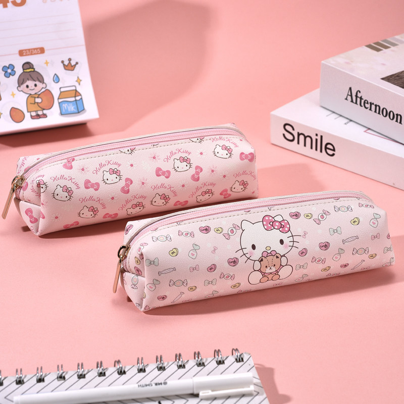 헬로 KT 필통 어린이 및 초등학생을 위한 가죽 대용량 문구가방 인 고가 필통