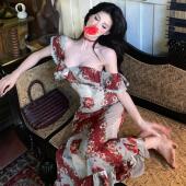 灰尘邓邓 包臀长裙抹胸印花裙子 法式 碎花裙连衣裙女2025春季 新款