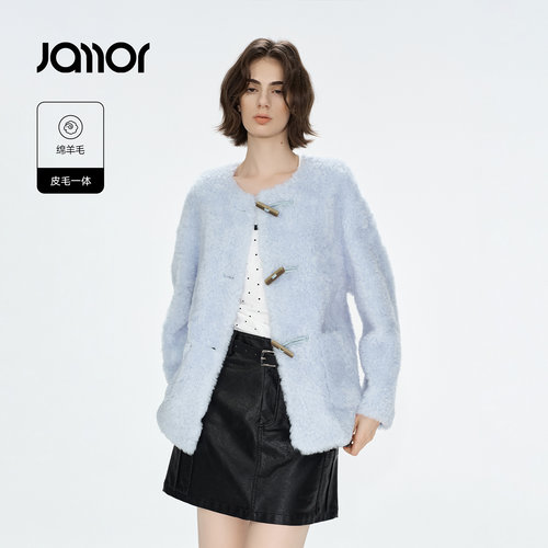 Jamor加墨软糯羊羔毛保暖外套温柔少女感皮毛一体2026冬季新款女