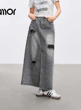 【商场同款】Jamor时尚牛仔半身裙子2025春夏新款休闲JAB561688