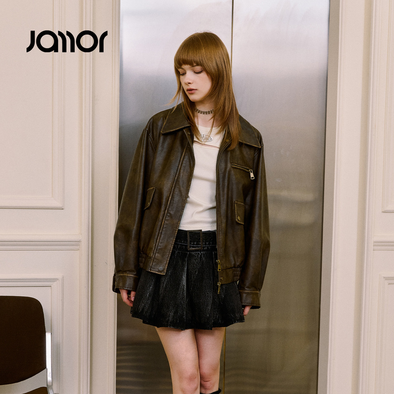 【商场同款】Jamor加墨时尚皮质感休闲外套2025秋季新款JAJ573707