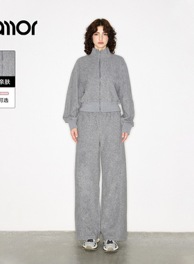 Jamor加墨时尚休闲立领小外套休闲直筒裤子2025秋冬新款
