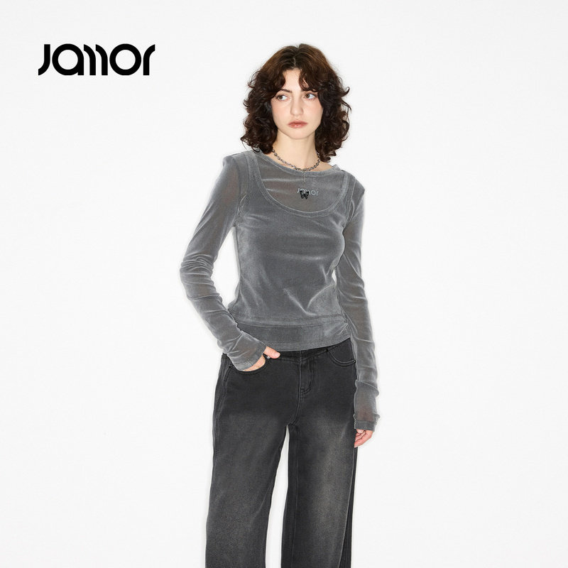 【商场同款】Jamor加墨时尚两件套T恤高级简约2025冬新款