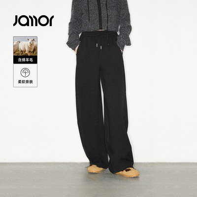 【商场同款】Jamor加墨黑色直筒休闲裤显瘦2025冬季新款