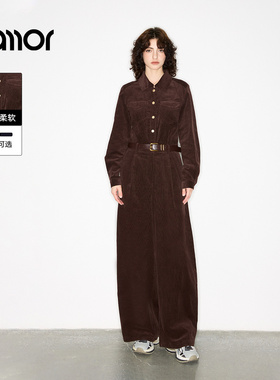 Jamor加墨时尚灯芯绒休闲连体裤简约好看女装2025秋季新款