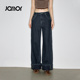 新款 Jamor加墨时尚 牛仔裤 子显瘦2025秋冬季 蓝色裤 脚设计感直筒裤
