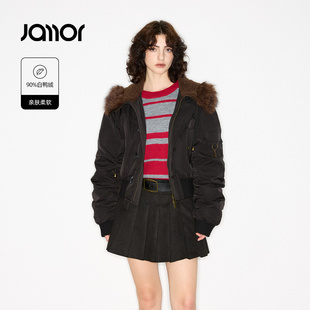 【商场同款】Jamor加墨时尚带毛领羽绒服外套保暖2025冬季新款