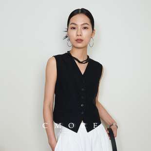 通勤簡約V領(lǐng)合身百搭西裝 CMORE夏秋季 新品 伊士曼進(jìn)口醋酸 馬甲女