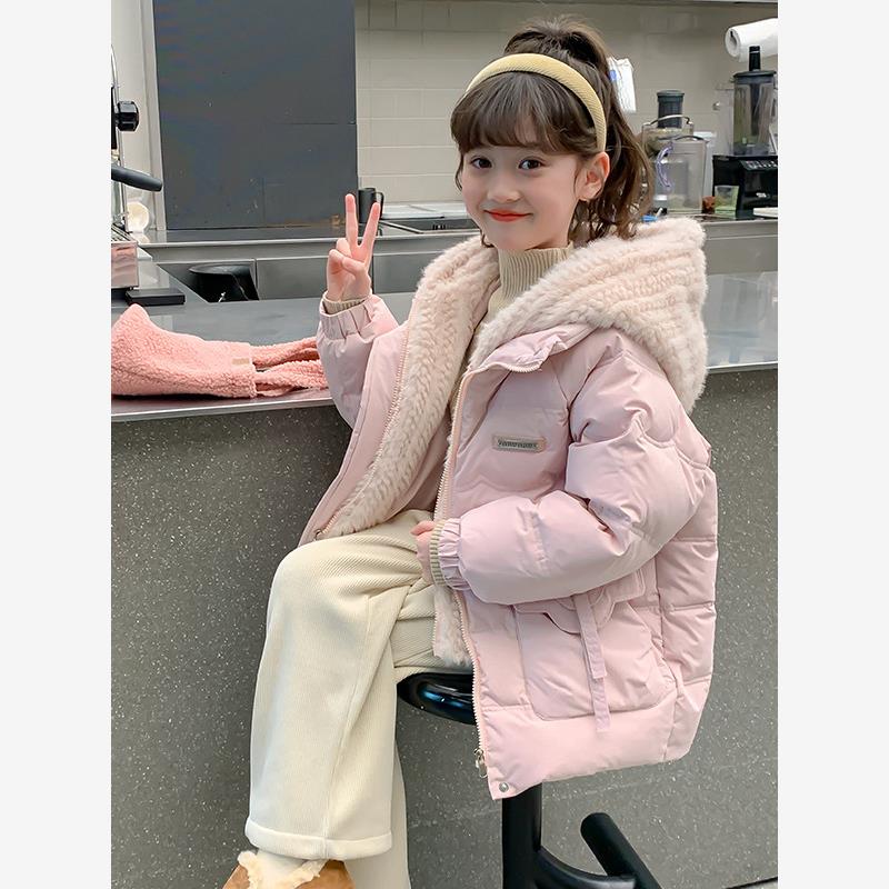 女童羽绒服2025冬季新款假两件儿童韩版白鸭绒外套女大童加厚冬装