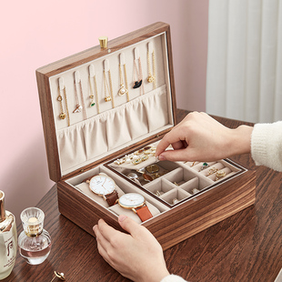 送女生闺蜜生日礼物送女朋友老婆圣诞节礼物结婚三金实木盒首饰盒