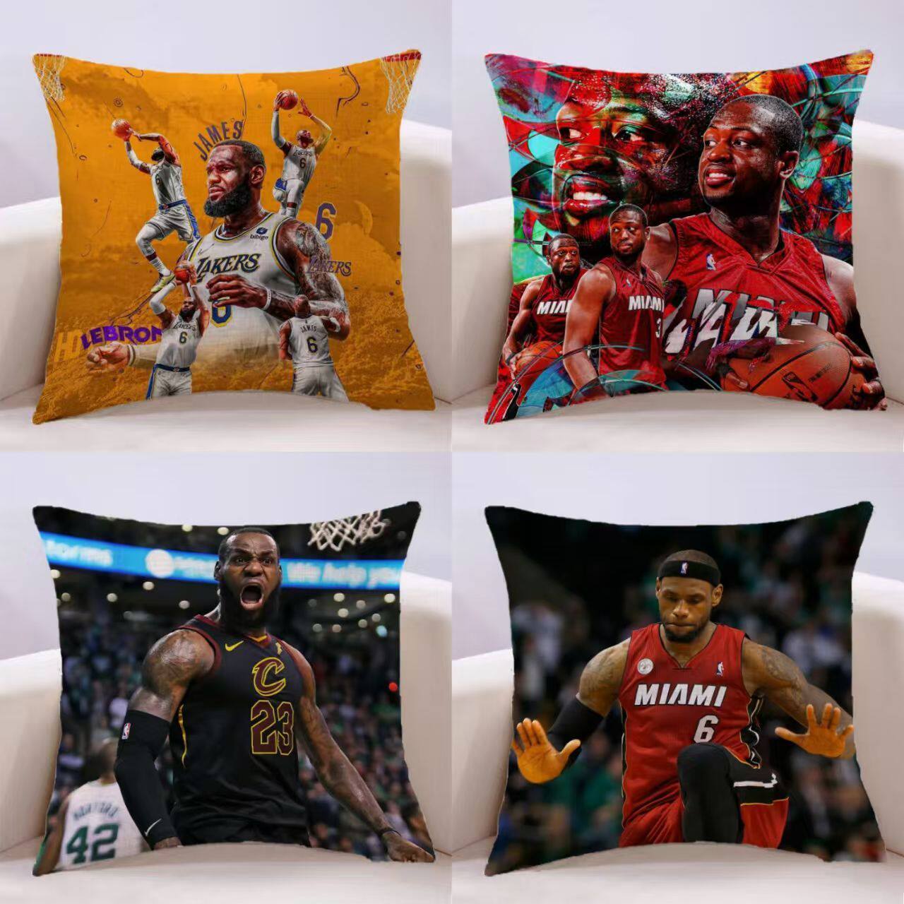 NBA球星周边詹姆斯库里双面明星篮球同款枕头靠枕靠垫枕套图片